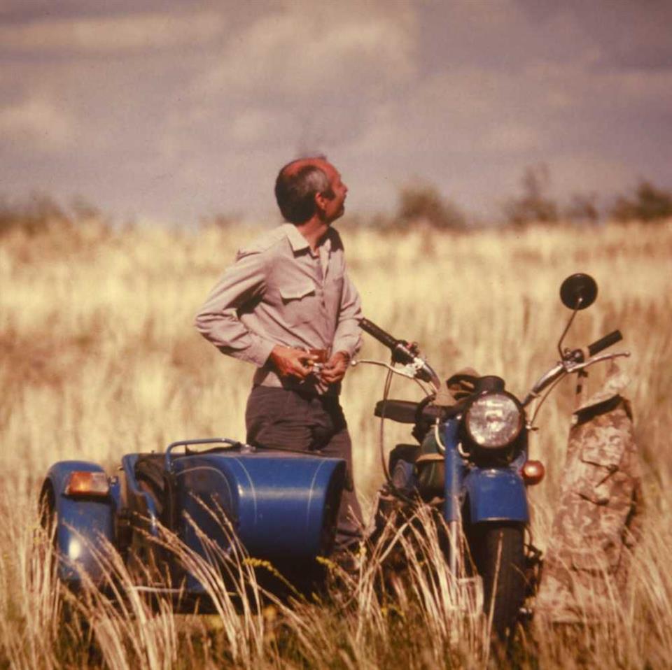 Evgeny Bragin with motorbike in 1994